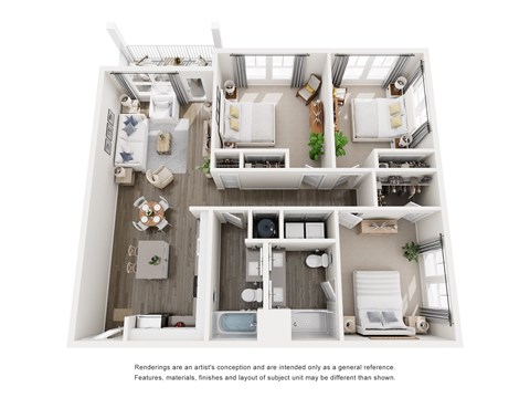 Floor plan for 3 beds, 2 baths, 1321 sqft